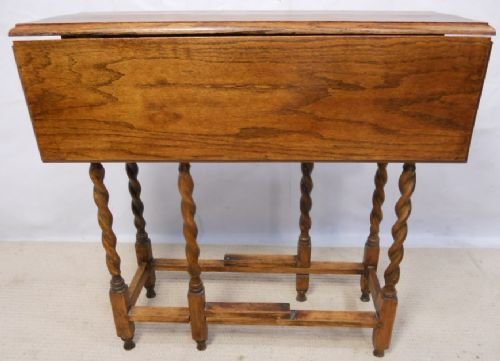 Small Light Oak Dropleaf Barley Twist Table