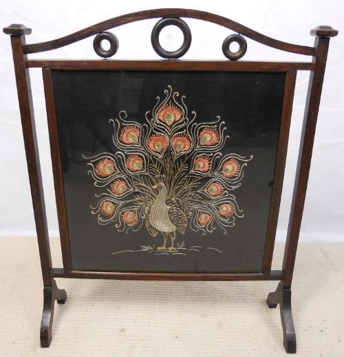 Edwardian Mahogany Standing Firescreen