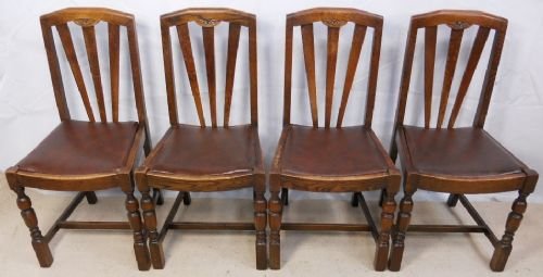Set of Four Oak Highback Dining Chairs