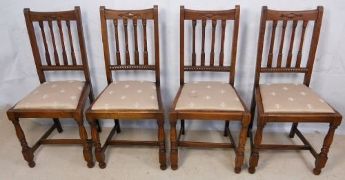 Set of Four Oak Highback Dining Chairs