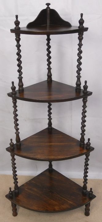 Victorian Mahogany & Beech Corner Whatnot Stand