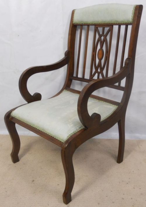 Edwardian Inlaid Mahogany Salon Armchair
