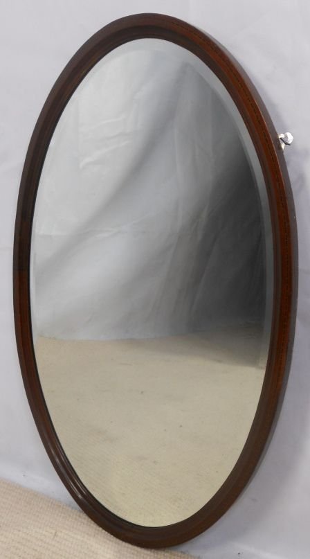 Oval Mahogany Framed Hanging Wall Mirror