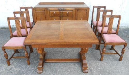 Carved Oak Dining Room Suite