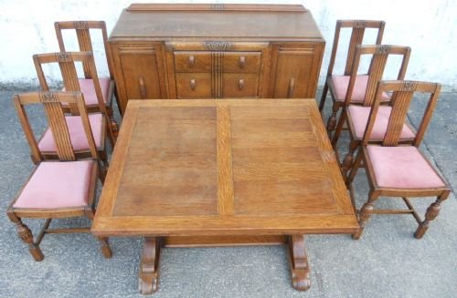fig 1. Carved Oak Dining Room Suite