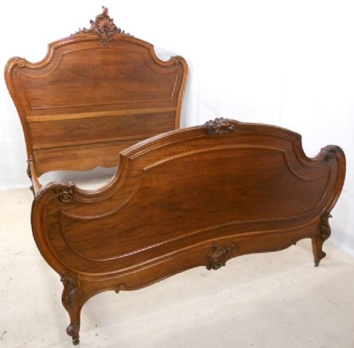 French Carved Mahogany Ornate Double Bed