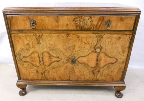 Burr Walnut Two Door Side Cabinet