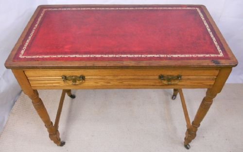 Victorian Ash Leather Top Writing Table
