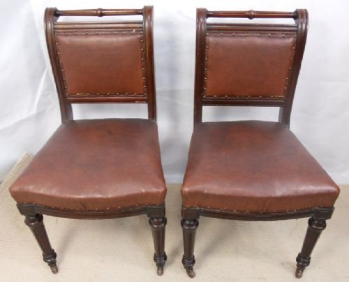Pair Victorian Mahogany Dining Chairs