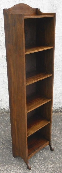 Tall, Narrow Oak Open Bookshelves