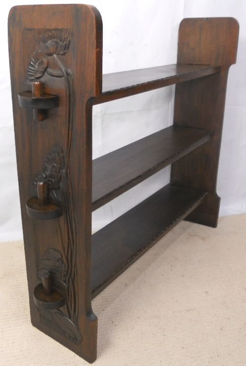 Oak Carved Open Standing Bookcase