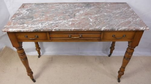 Edwardian Satin Walnut Marble Top Table Washstand