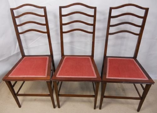 Set of Three Edwardian Inlaid Mahogany Bedroom Chairs