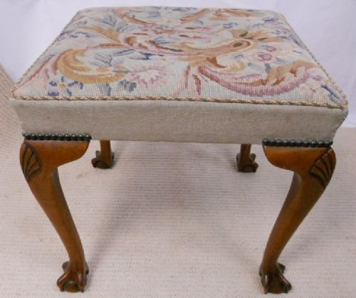Queen Anne Style Walnut Dressing Stool.