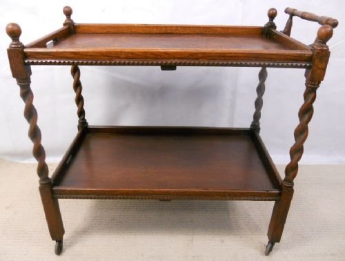 Oak Barley Twist Tea Trolley