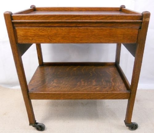 Oak Dropleaf Tea Trolley Dinner Wagon
