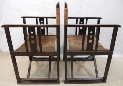 Pair Arts & Craft Period Folding Bridge Armchairs