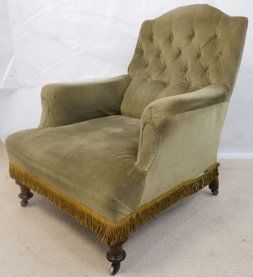 Victorian Upholstered Walnut Frame Armchair