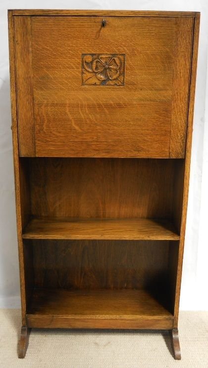 Narrow Oak Bureau Bookcase
