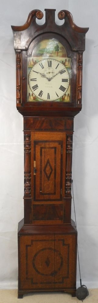 fig 1. Victorian Thirty Hour Oak & Mahogany Longcase Clock