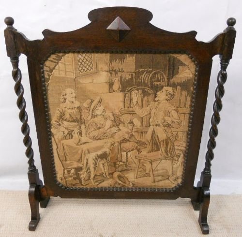 Barley Twist Oak Framed Tapestry Firescreen