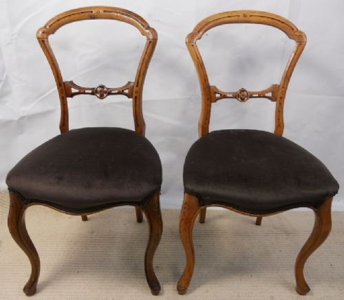 Pair of Victorian Walnut Salon Chairs