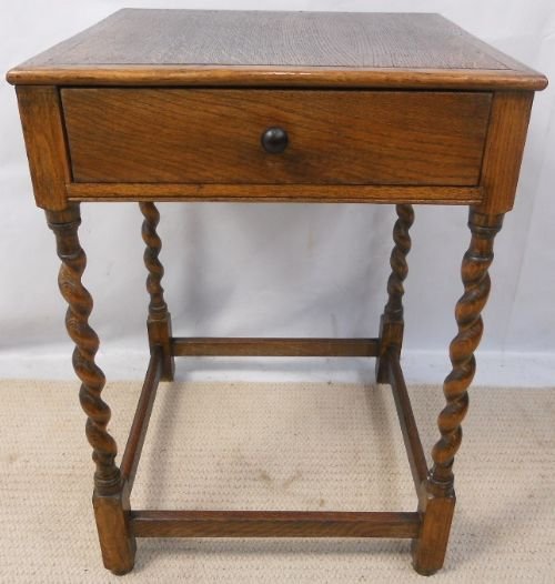 Oak Barley Twist Lamp Table