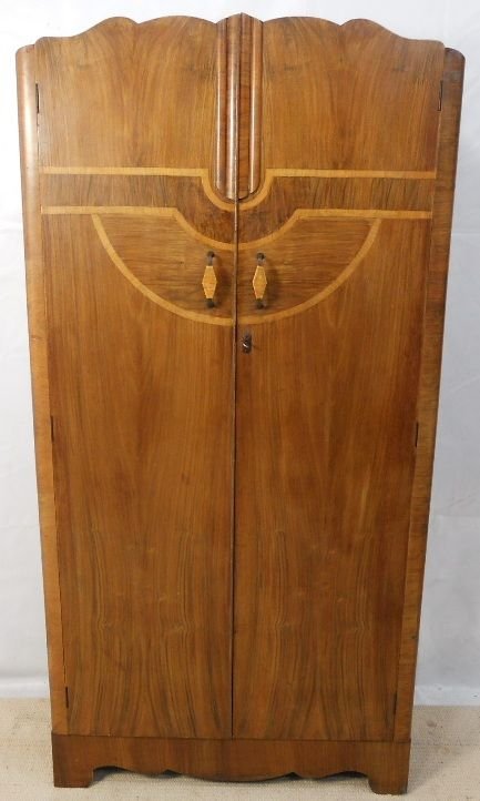 Small Deco Walnut Gentleman's Wardrobe