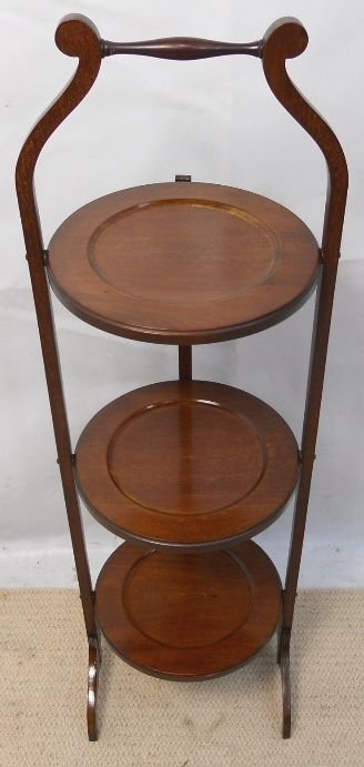 Mahogany Three Tier Folding Cake Stand