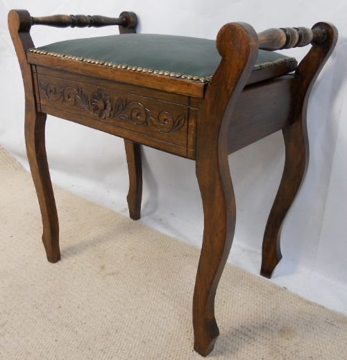 fig 1. Edwardian Carved Walnut Piano Stool