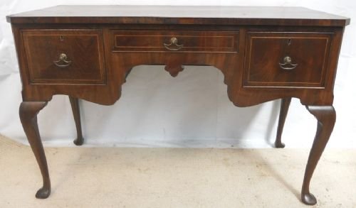 Queen Anne Style Mahogany Kneehole Writing Desk