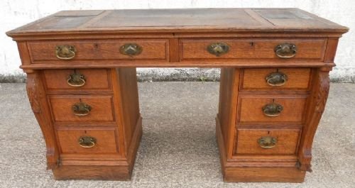 fig 1. Victorian Oak Kneehole Writing Desk