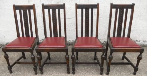 Set of Four Oak Highback Dining Chairs