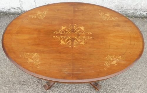 fig 1. Victorian Inlaid Walnut Oval Pedestal Centre Table
