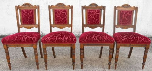 Set of Four Edwardian Walnut Dining Chairs