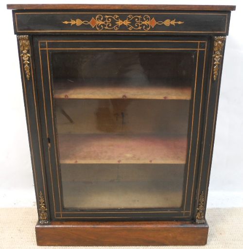Victorian Small Inlaid Ebonized Display Cabinet