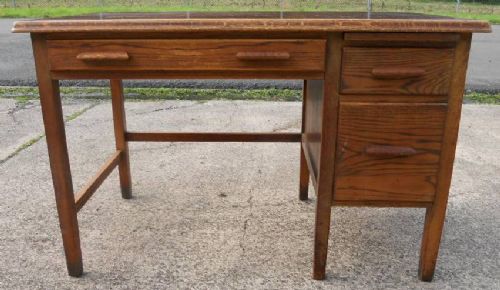 Oak Kneehole Workstation Writing Desk