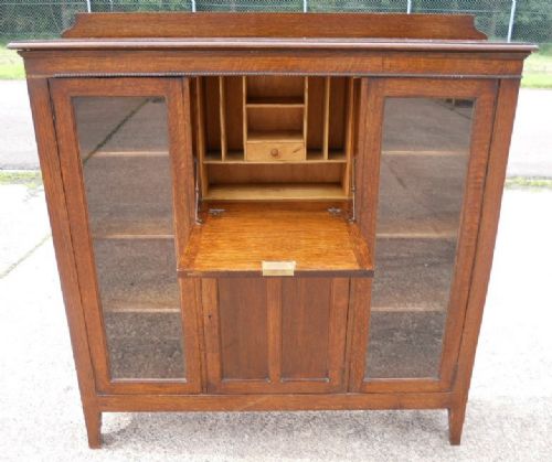 Oak Bureau Bookcase Side Cabinet