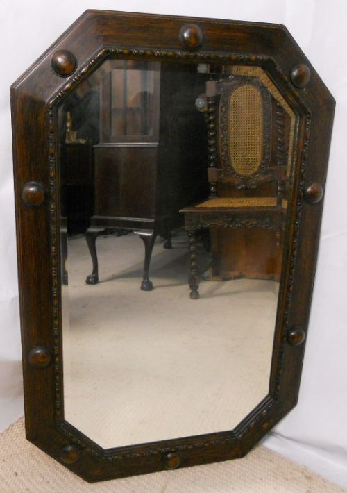 Jacobean Style Oak Framed Hanging Wall Mirror