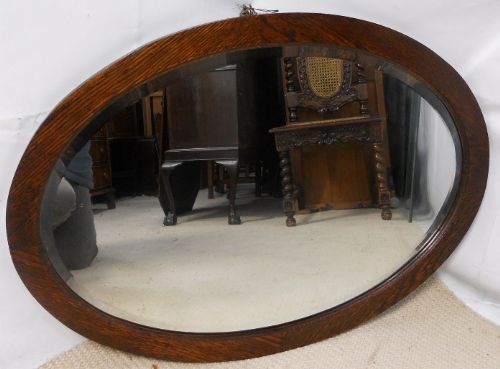 Oval Oak Hanging Wall Mirror