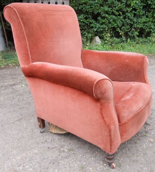 Victorian Easy Armchair for Re-upholstery