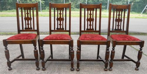 Set of Four Oak Highback Dining Chairs