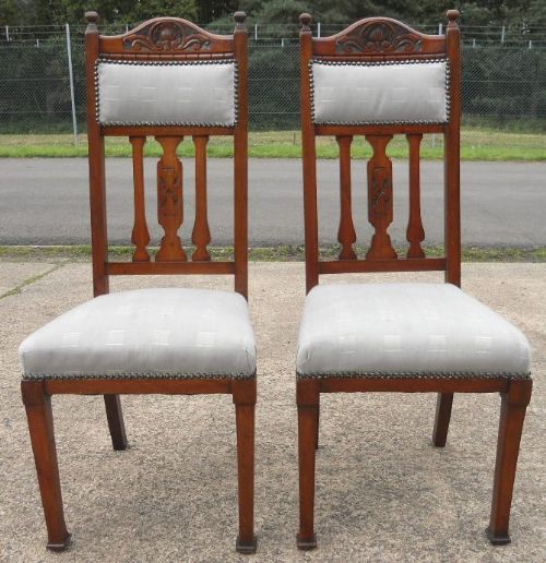 fig 1. Pair Edwardian Mahogany Highback Hall Chairs