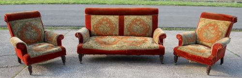 fig 1. Victorian Upholstered Three Piece Lounge Suite for Re-upholstery