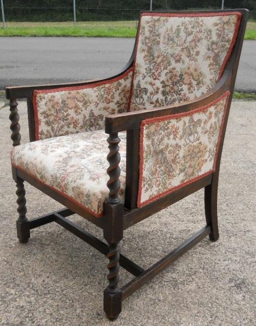 Oak Barley Twist Fireside Armchair