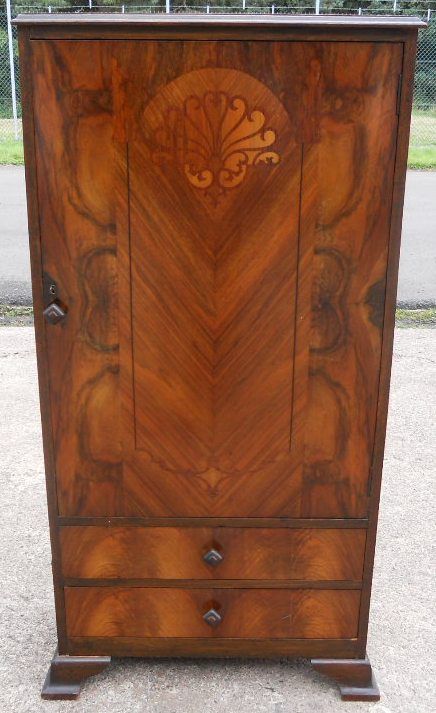 Deco Walnut Tallboy Chest Small Robe