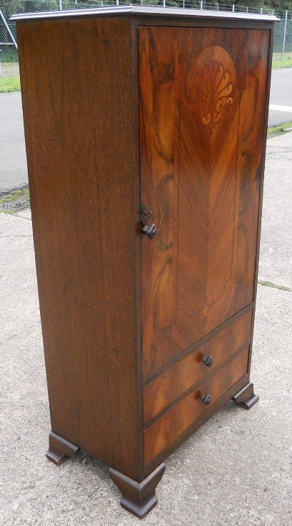 fig 1. Deco Walnut Tallboy Chest Small Robe