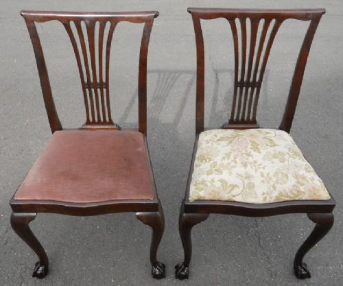 Pair Georgian Style Mahogany Salon Chairs