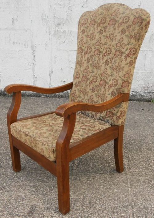 Deco Upholstered Walnut Frame Fireside Armchair
