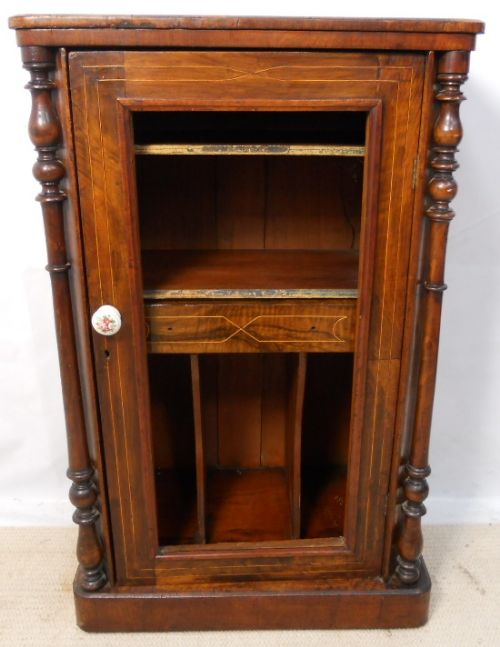 Victorian Inlaid Walnut Music Cabinet